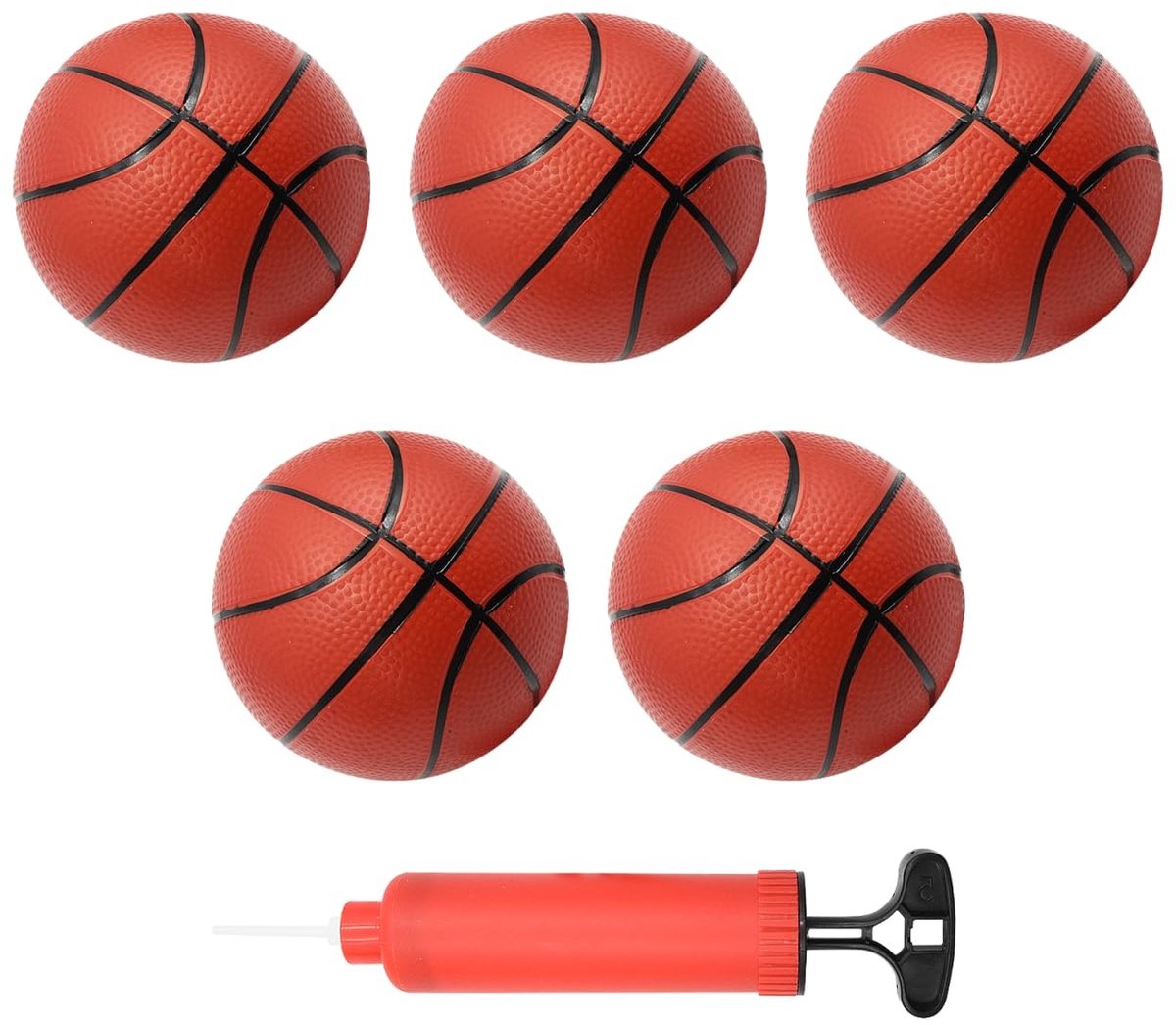 Dailygoods- Mini-basketbalset Set van 5 - 14 cm Basketballen - Ballenpomp - Duurzaam Rubber - Indoor/Outdoor - Ontwikkelingsspeelgoed