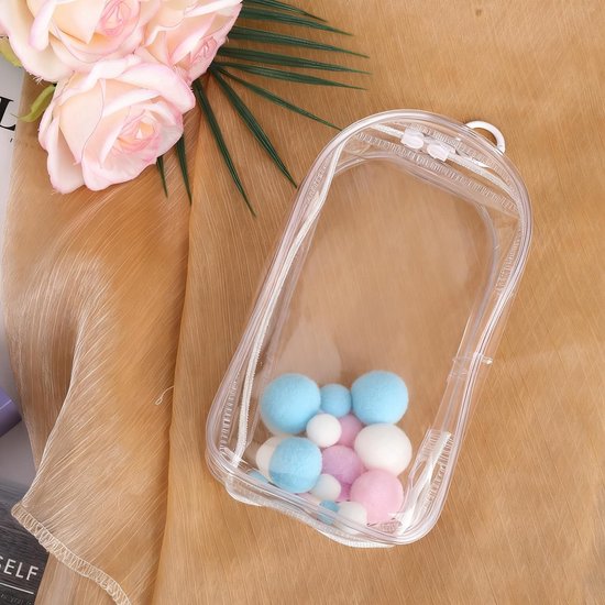 Beschermhoes voor Poppen - Waterdichte PVC-Tas - Set van 2 - Doorzichtige Figuren - Pompons - Sleutelhanger - Displaydoos - 19,5 x 10,5 cm — afbeelding 5