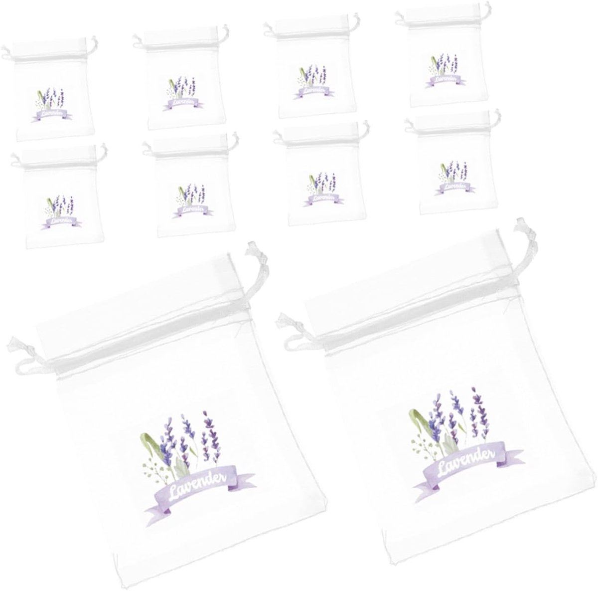 Lavendelzakjes - Geurzakjes Organza - Opbergen Kruiden - Ademend Gaasweefsel - 10 Stuks -