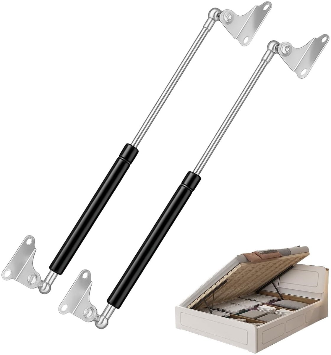 Dailygoods- Gasdrukveer 500 mm - 20 kg/200 N - 2 Stuks - Roestvrij Staal - Regelbaar - L-type Houder - Zware Belasting - Gasveer