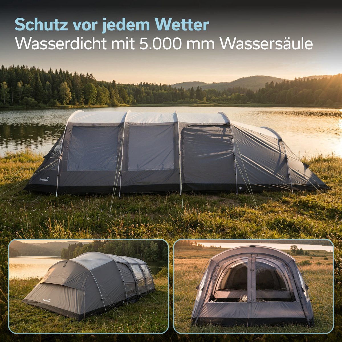Skandika tunneltent Svalgard 6 Sleeper Protect XL - Kampeertent voor 6 personen, FlexCore-stokken, verduisterde slaapcabine, 5000 mm waterkolom, 210 cm stahoogte, klein pakvolume, familietent, camping – foto 8