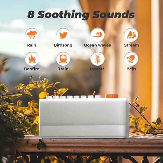 KZQ Slaaphulp witte ruis machine met Bluetooth speaker - 8 geluidseffecten en 11 kleuren nachtlampje - Draagbaar met verstelbare helderheid - Perfect voor yoga meditatie en slaap - Cadeau voor tieners en volwassenen van kzq — afbeelding 2