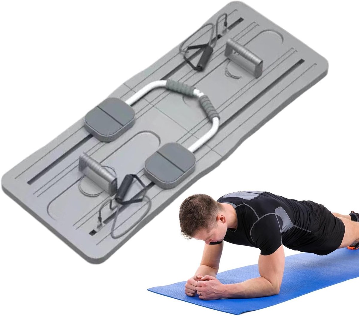 Fitnessbord - Core trainer - Thuis trainen - Multifunctioneel ontwerp - 105 cm lang - Grijs
