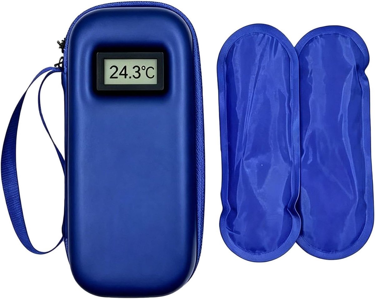 Koeltas met display - Geïsoleerde tas - Temperatuur controle - Realtime temperatuur - 22 x 10 x 6 cm - Donkerblauw