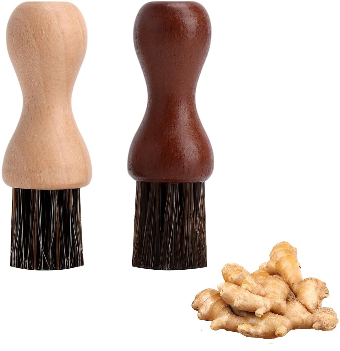 Dailygoods - 2 stuks houten groenteborstels met natuurlijke haren, paddenstoelborstel en aardappelborstel van beukenhout, champignonborstel als keukenborstel, afwasborstel voor groenten, paddenstoelen
