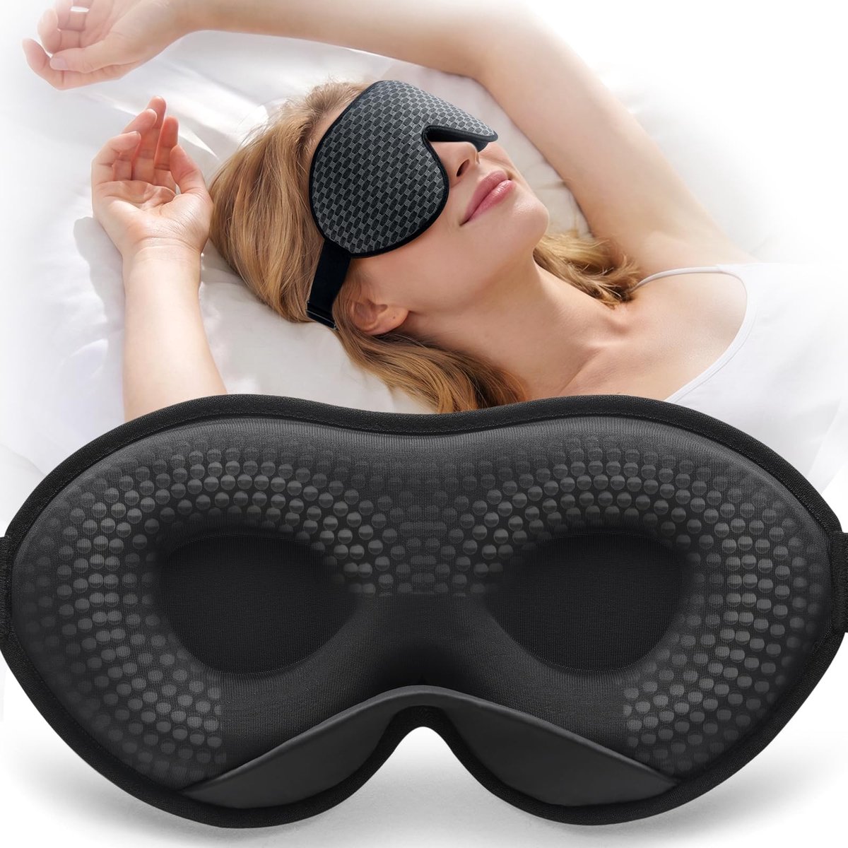 Dailygoods- Slaapmasker 3D - Ademend - Lichtblokkerend - Comfortabel - Drukontlastend - Inclusief opbergtas en oordopjes - Oogmasker