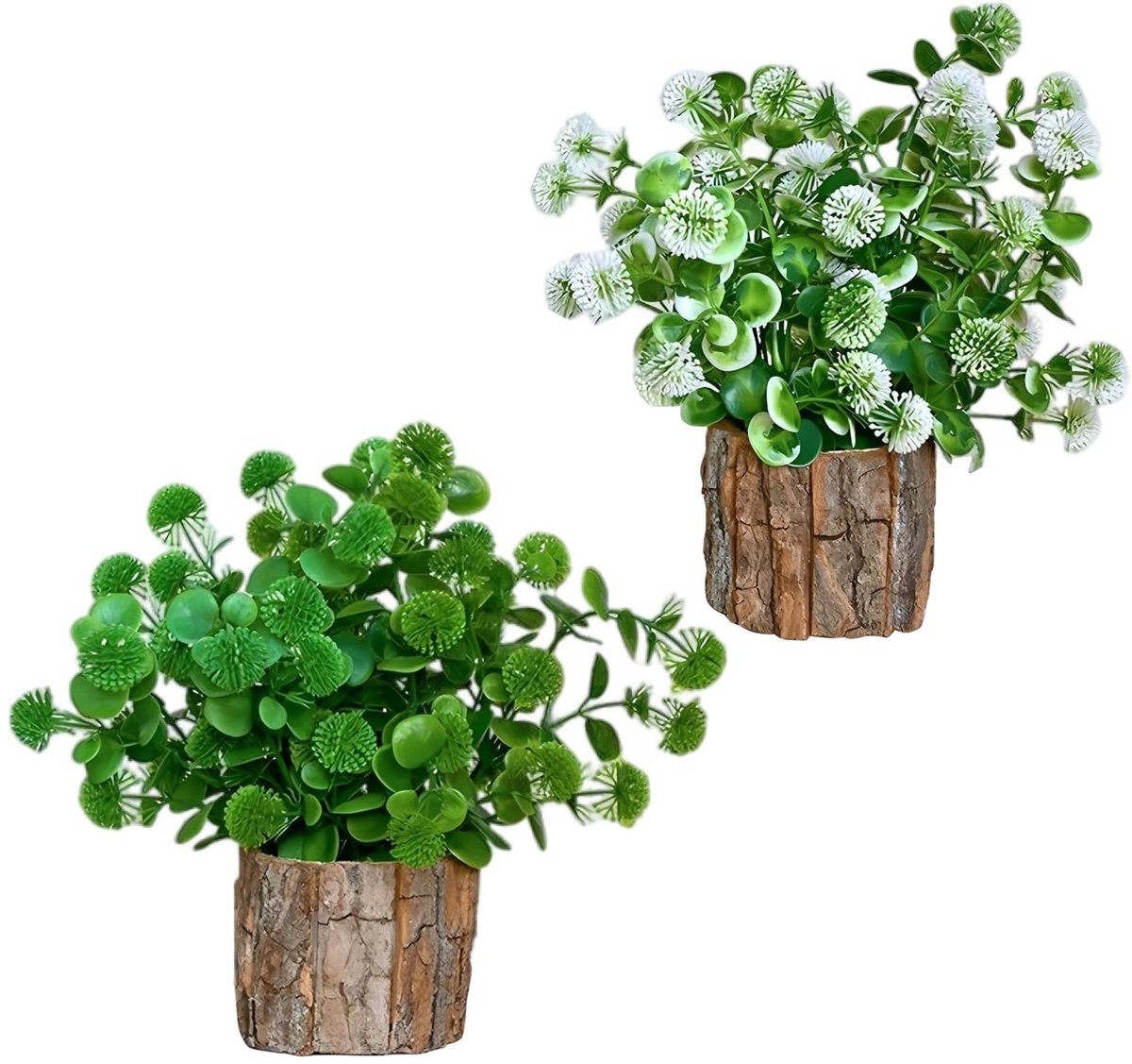 Dailygoods- Potplant Realistische Simulatie - Kunstplant in Houten Pot - Onderhoudsvriendelijk - Voor Binnen/Buiten - Natuurgetrouwe Set - Kant-en-klaar Arrangement - Nepplant