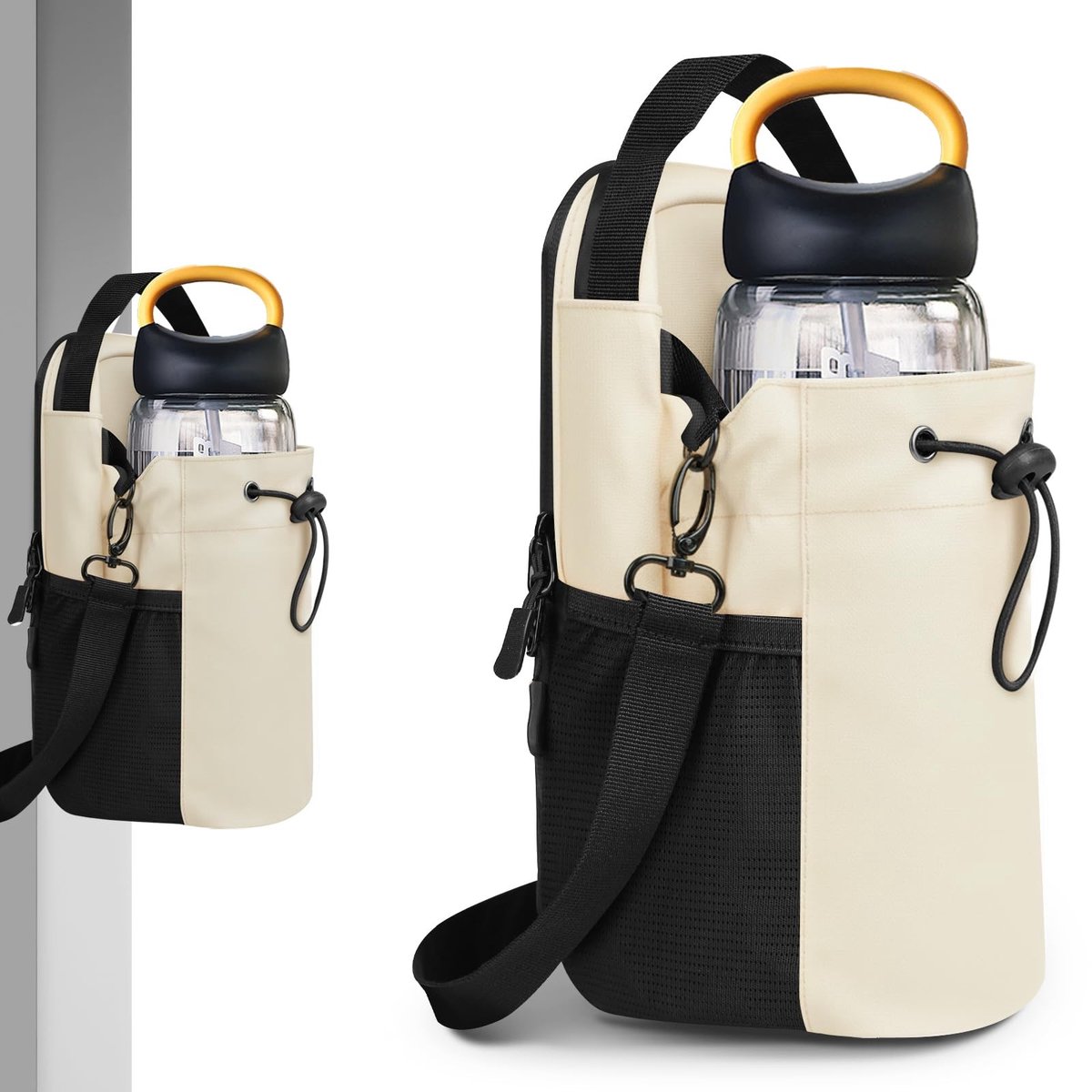 Dailygoods - Magnetische sporttas, waterfleshouder met verstelbare schouderriem, magnetische fitnesstas voor 1,5 liter waterflessen, accessoires voor fitnessstudio, voor dames en heren