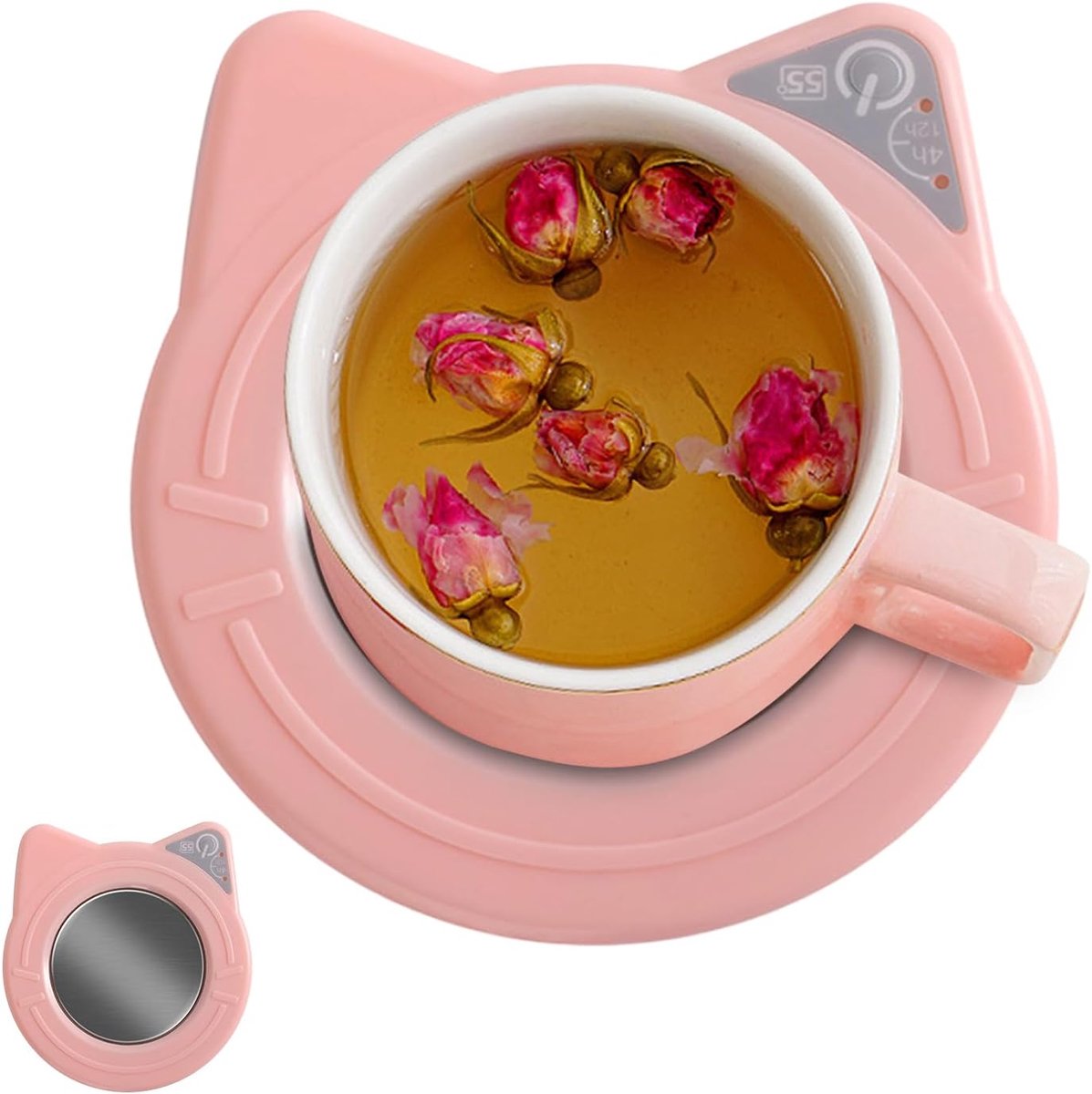 Elektrische Bekerverwarmer - Drinkverwarmer Mok - Dranken Warm Houden - Automatische Uitschakelfunctie - 11.5x15cm - Roze