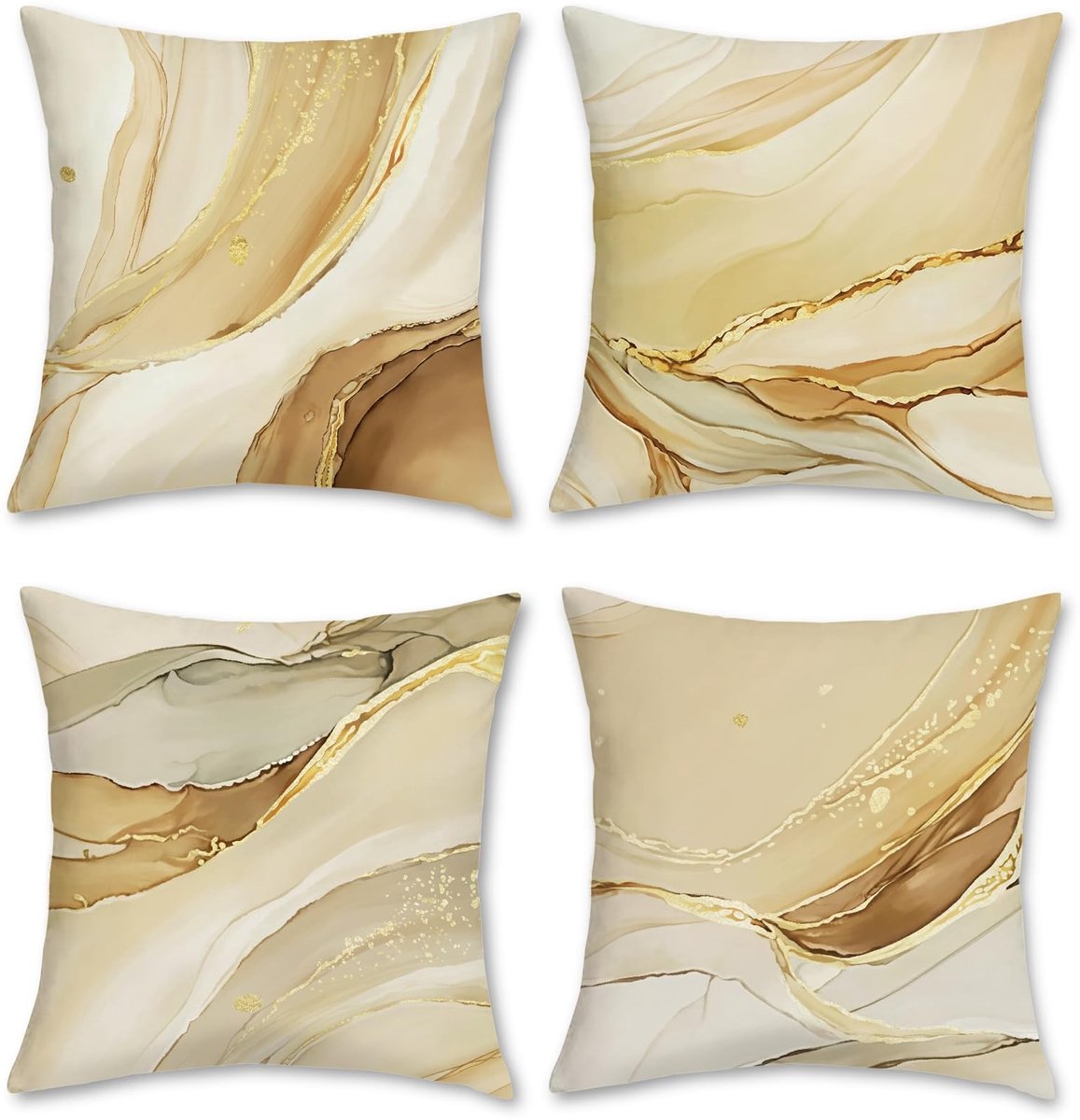 Dailygoods- Kussenslopen Set van 4 - Marmer Design - 45 x 45 cm - Zacht Fluweel - Verborgen Ritssluiting - Decoratieve Kussenhoezen