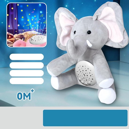 Muziek Knuffelpop - Zachte Knuffel - Slaap Assistent - Instelbare Muziek - 25 x 17 x 12 cm - Olifant — afbeelding 2
