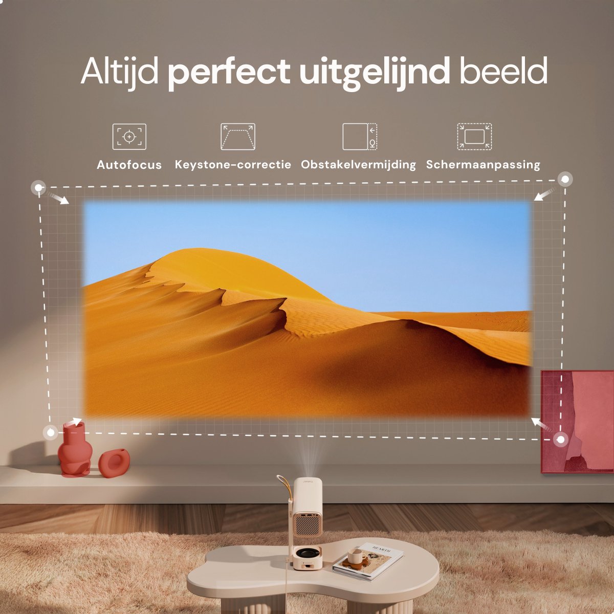 Yaber T1 Pro Mini Beamer – Draagbare Thuisbioscoop – LED‑Moodverlichting – 8 W TurboSonic Sound – 1080p Full HD – 180° Gimbal & Auto‑Focus – Wi‑Fi 6 & Bluetooth – 40‑120″ Short‑Throw – foto 5