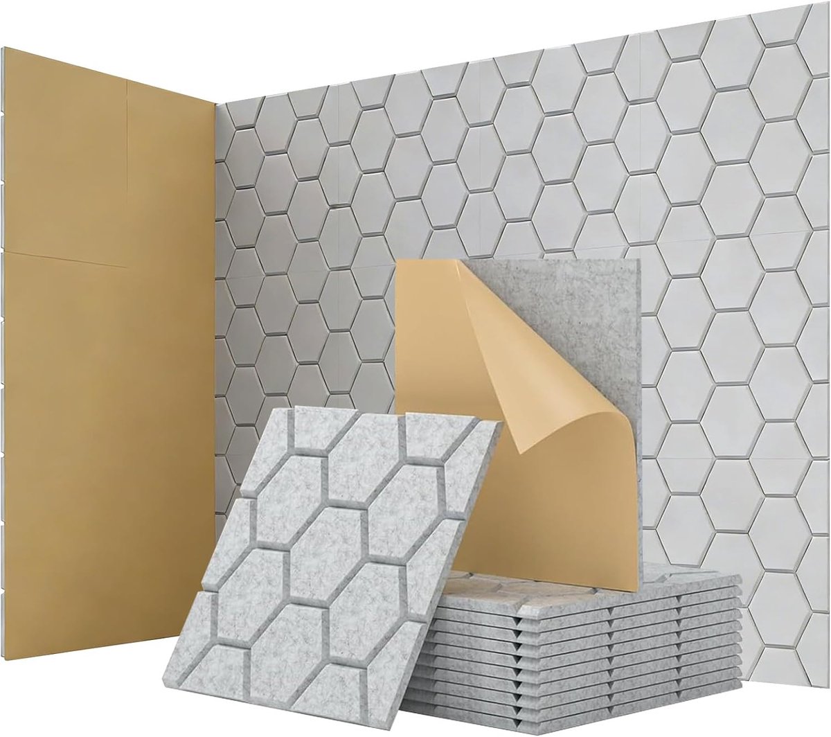 Akoestische Panelen - Geluidsabsorberende Platen - Geluidsverbetering Kamer - Zelfklevend 