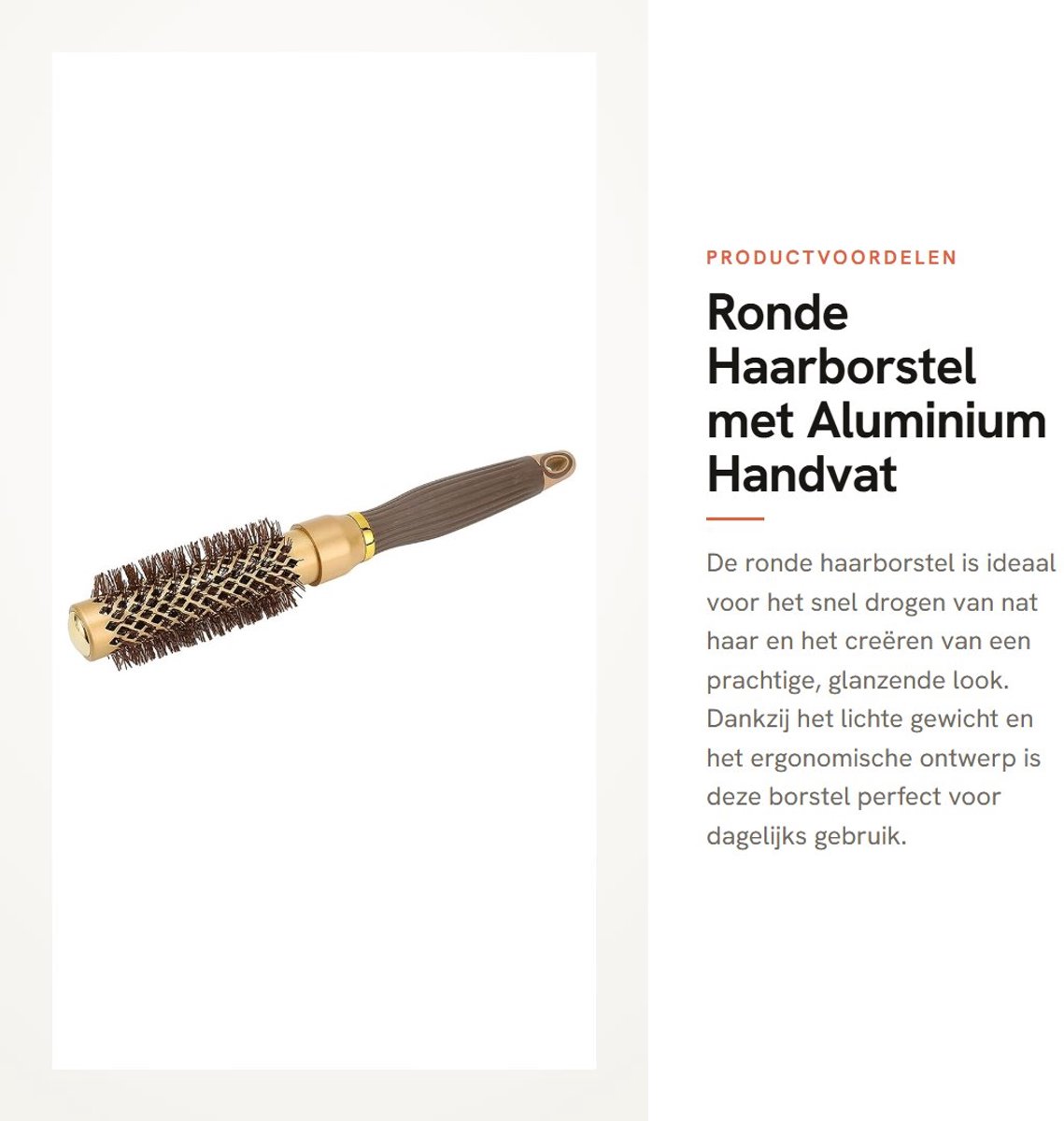 Dailygoods - Ronde Haarborstel met Aluminium Handvat voor Snel Drogen en Glans