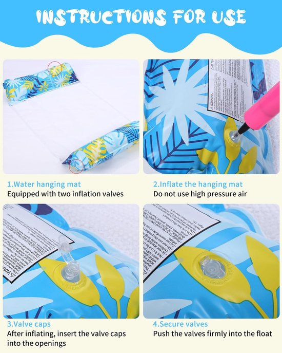 Dailygoods- Luchtmatras 4-in-1 - Luchtmatras Zwembad - Waterhangmat - Waterspeelgoed - Luchtmatras voor Volwassenen/Kinderen - Hoogwaardig PVC - Zwemmatras van Dailygoods — afbeelding 2