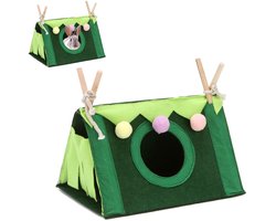 Dailygoods- Cavia Huis - Schuilplaats voor 1/2 Cavia's - Ademend Stof - Houten Materialen - Geschikt voor Kleine Dieren - Comfortabele Rustomgeving - Dierenhuis