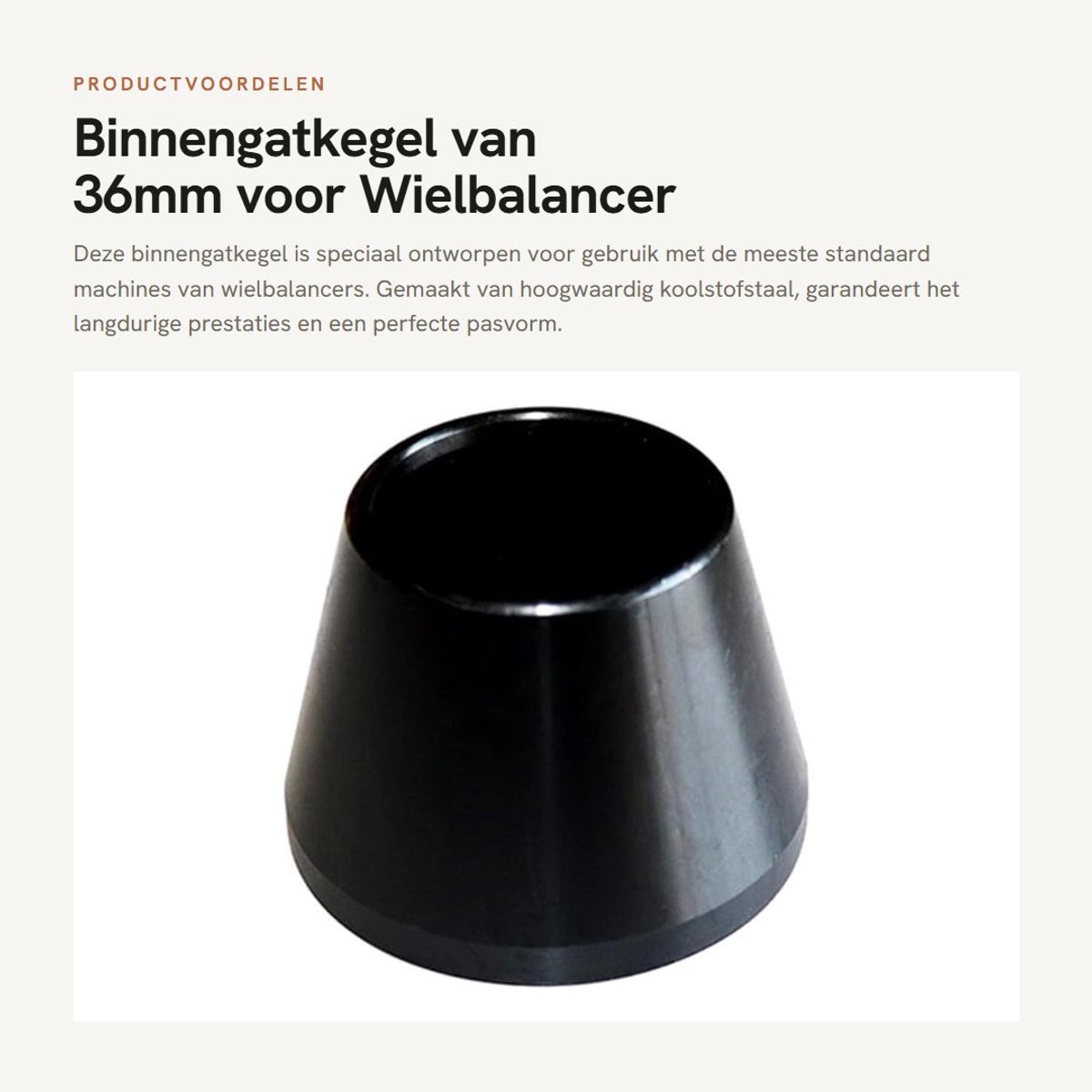 Dailygoods- Binnengatkegel 36mm - Hoogwaardig Koolstofstaal - Perfecte Pasvorm - Eenvoudig te Gebruiken - Betrouwbare Prestaties - Voor Wielbalancer