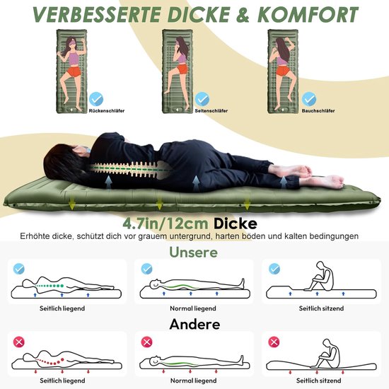 Slaapmat Zelfopblazend - Campingmatras Opblaasbaar - Campingbed - 1 persoon - Backpack Bed van Merkloos — afbeelding 3