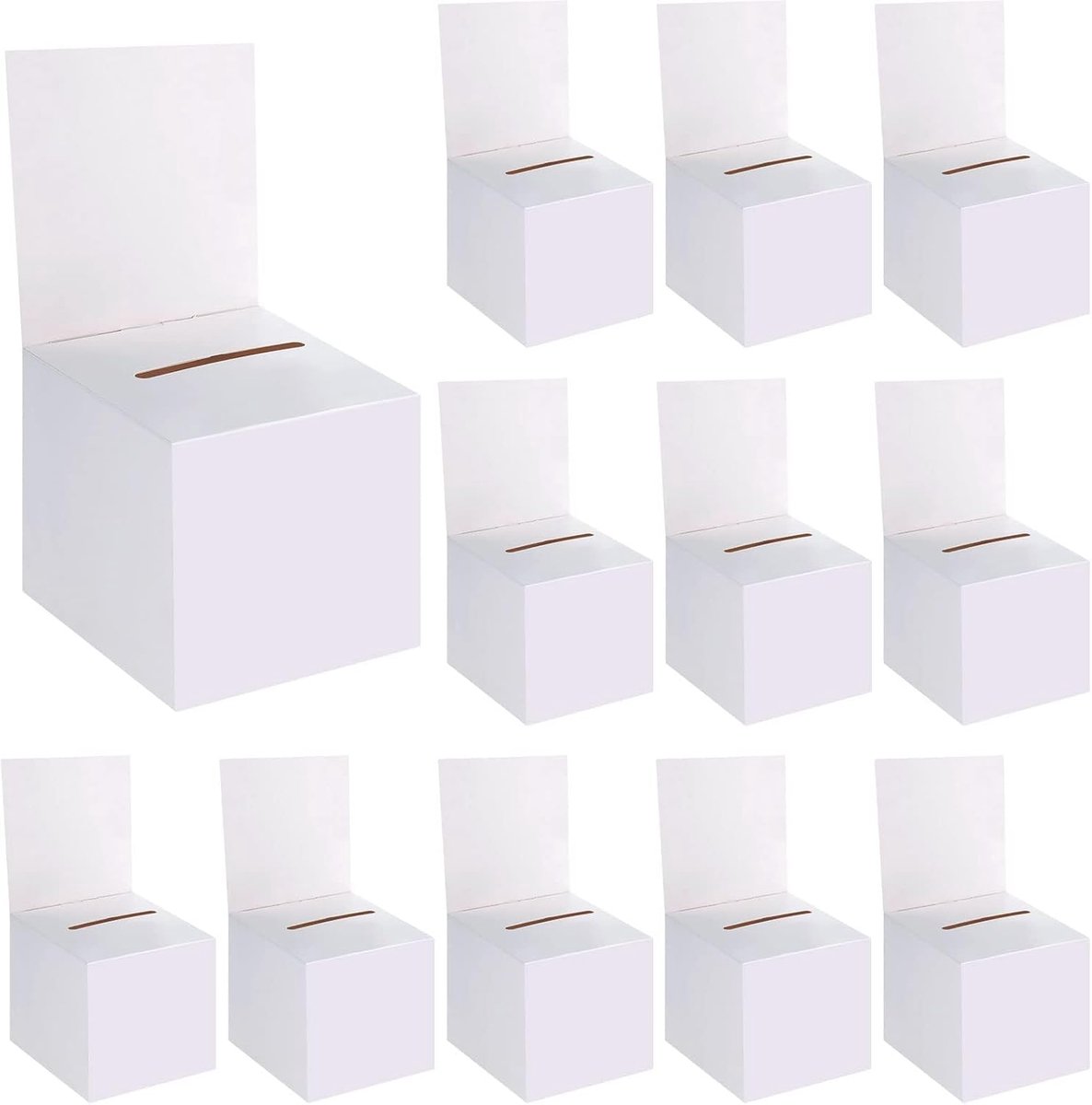 Loterij Boxen - Donatie Box - Fondsen Werven - Verwijderbaar Header - 12 Stuks - Wit