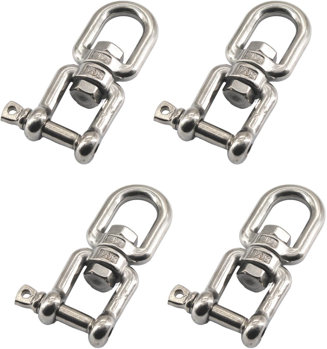 Dailygoods- Oogkaak Draaibare Ring 4 Stuks - M6 - 304 Roestvrij Staal - 360° Draaibaar - Max Belasting 300KG - Corrosiewerend en Duurzaam - Ooghaak