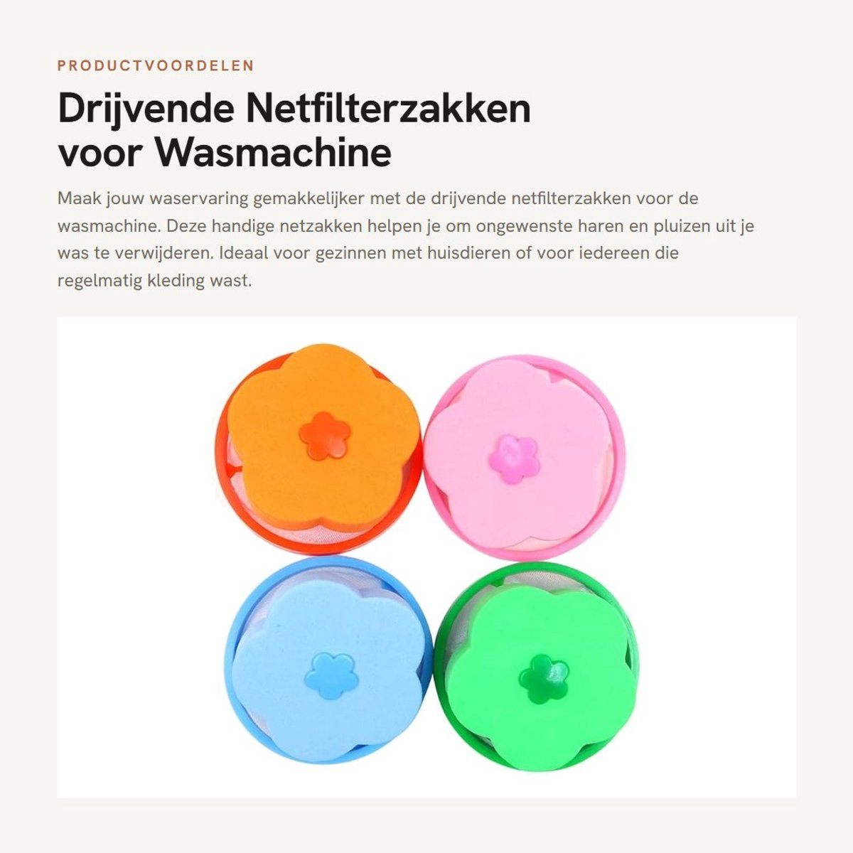 Dailygoods- Netfilterzakken Herbruikbaar - Waszakken voor Wasgoed - Pluiszakken - 4 Stuks - Afmetingen 9,5 cm Diameter - Geschikt voor Wasmachine - Waszak
