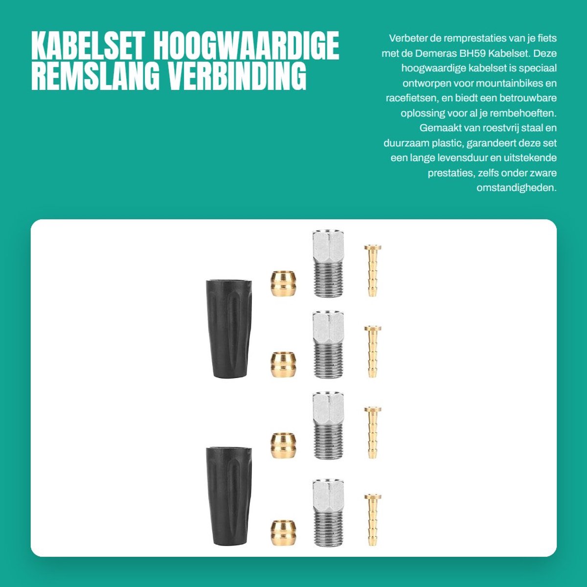 Dailygoods- Remkabelset Hoogwaardige Kwaliteit - Remkabels - Rem Buiten-/Aanhanger Kabel - Geschikt voor Shimano M355/M395 - Lichtgewicht - Duurzaam Roestvrij Staal - Remkabel