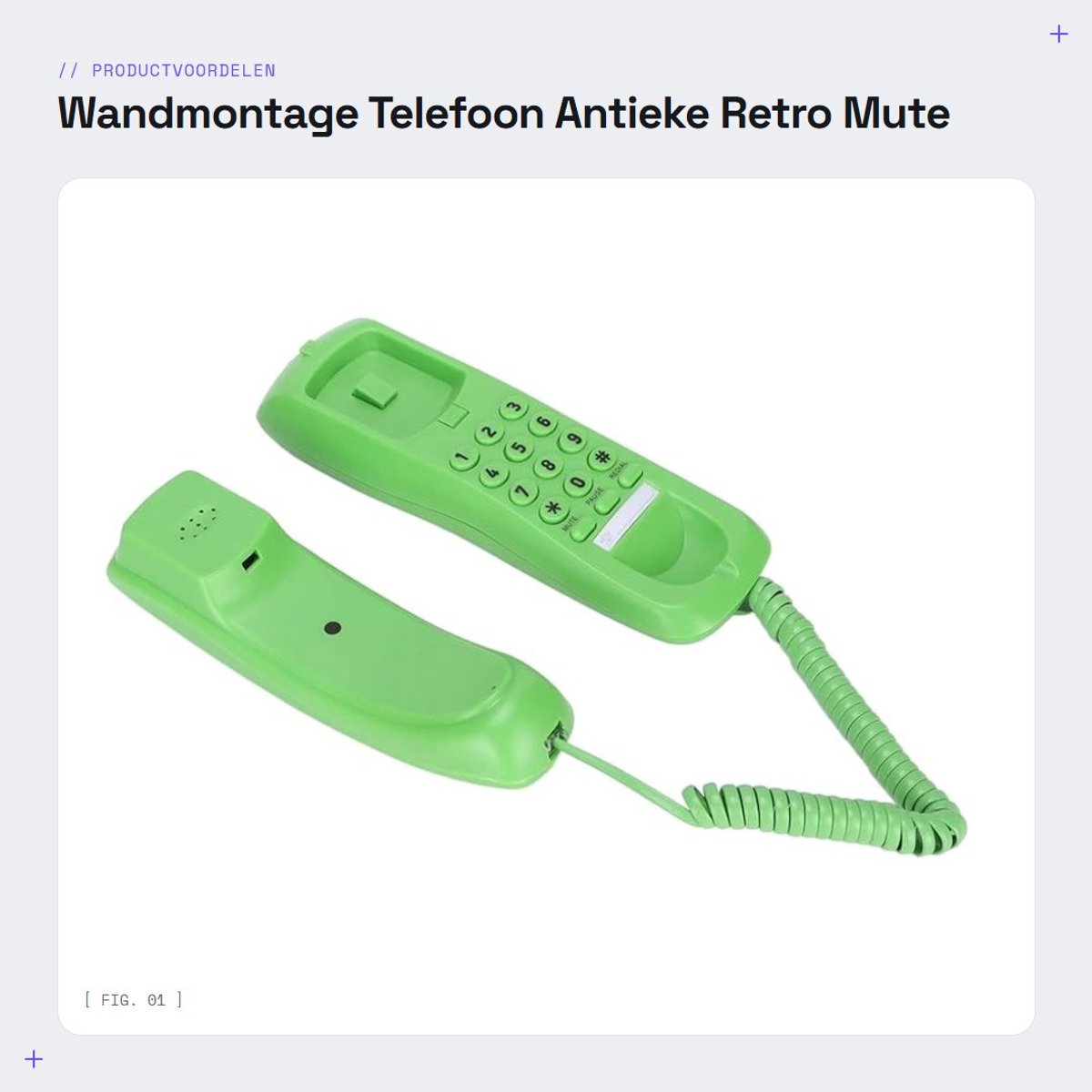 Dailygoods- Wandtelefoon Antiek - Wandmontage - Mute/Pauze Functie - Nachtlichtservice - Muziekbel - ABS-Kunststof - Afmetingen 200x60x55 mm - Vaste Telefoon
