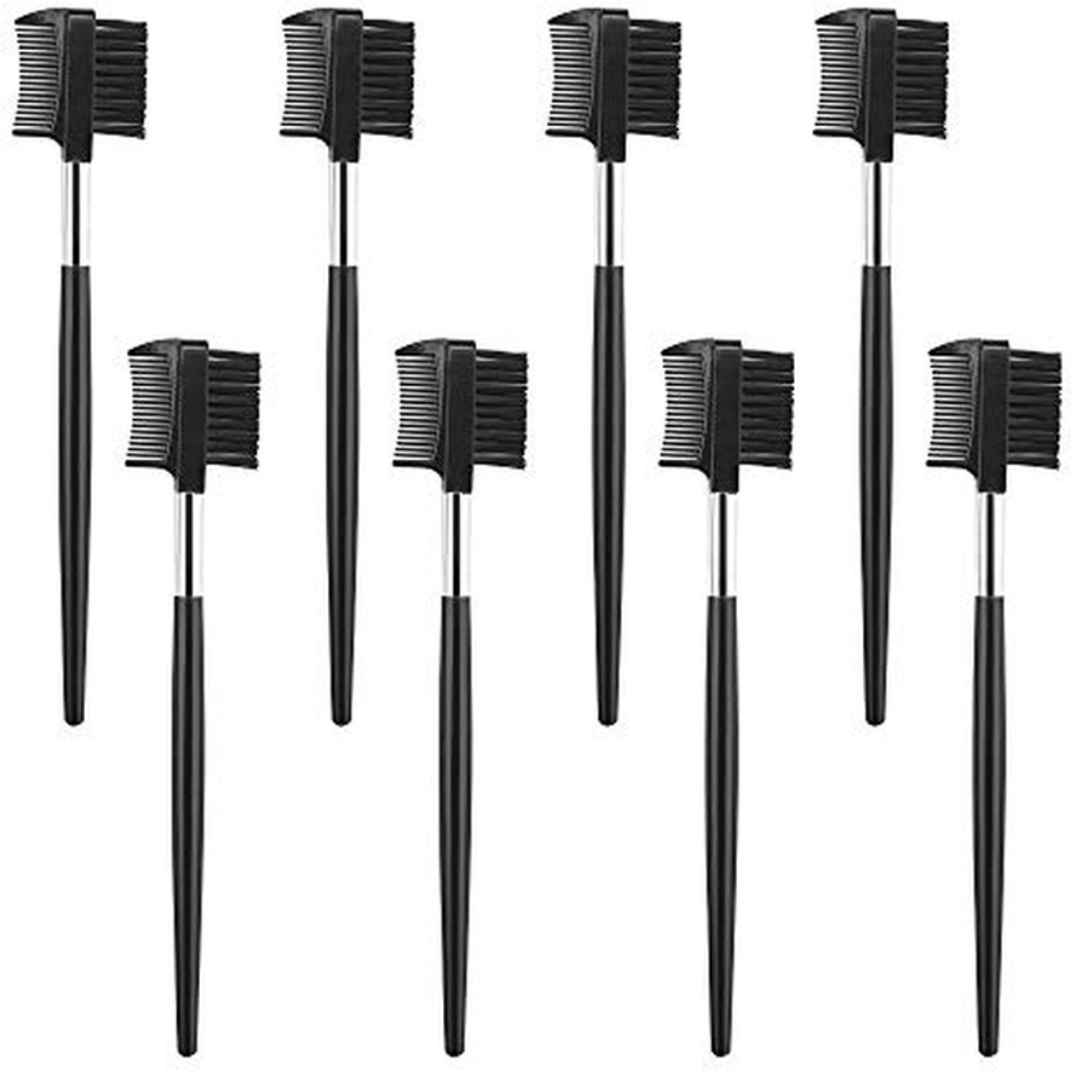 Wenkbrauwborstel Set - Wimperkam Tool - Make-up Aanbrengen - Dubbelzijdig Ontwerp - 8 Stuks - Zwart