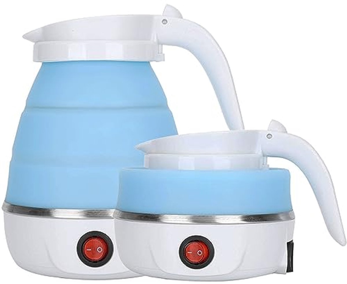 Reiswaterkoker Opvouwbaar - Kleine Koker - Warme Dranken Maken - Automatische Uitschakeling - 600 Milliliter - Blauw Pro