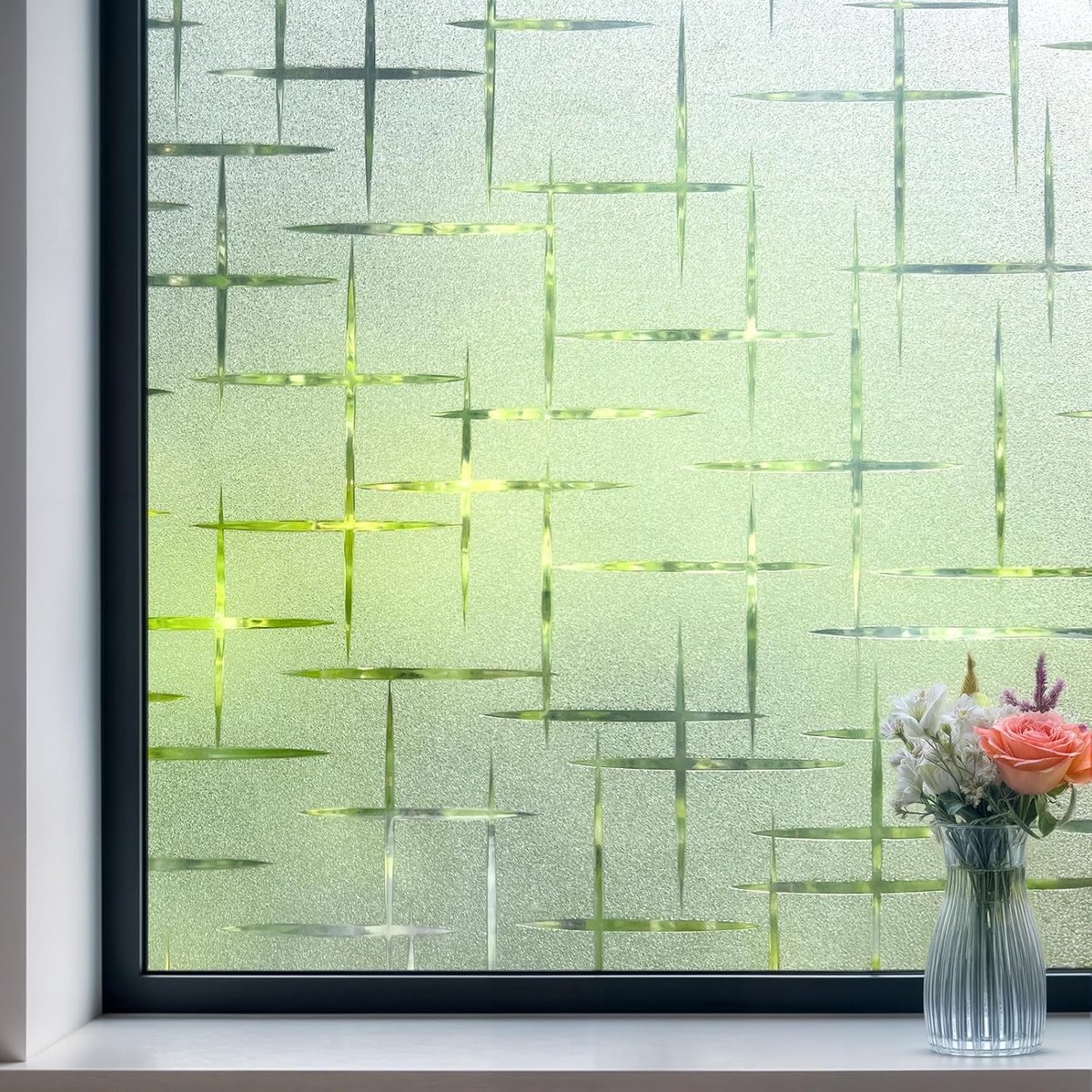 Raamfolie Privacyfolie - Glasfolie Decoratief - Privacy Creëren - Kruisster Patroon - 44x2