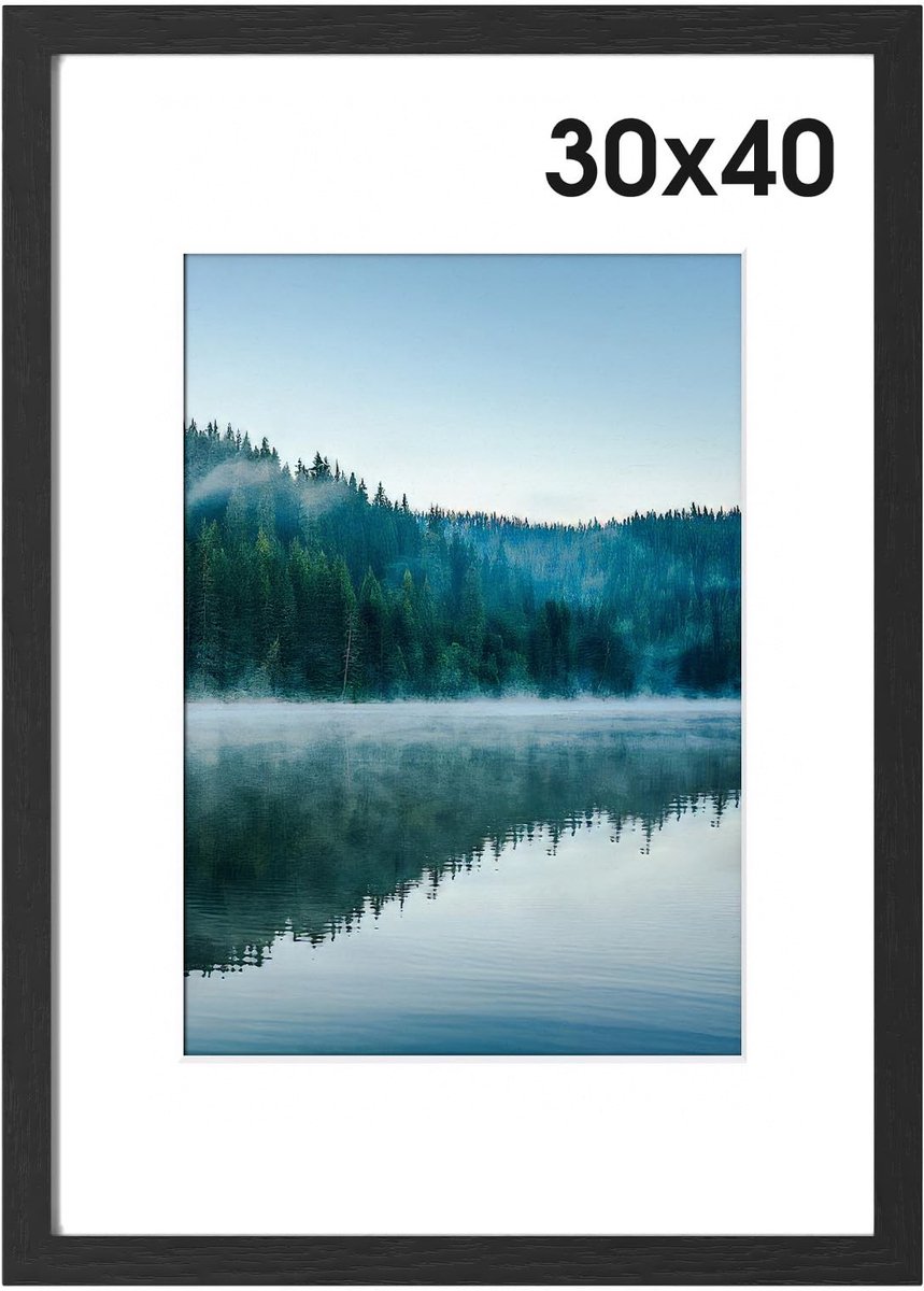 Dailygoods- Fotolijst 30 x 40 cm - Houten Lijst - Staande/Wandmontage - Posterlijst - Zwarte Fotolijst - Schokbestendig Design