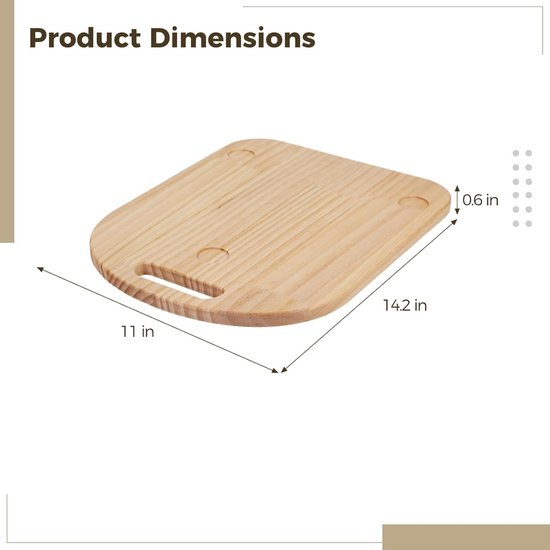 Houten Schuifbord - Keukenmachine Mat - Apparaat Verplaatsen - Met Handvat - 36x28 cm - Beige van houten — afbeelding 4