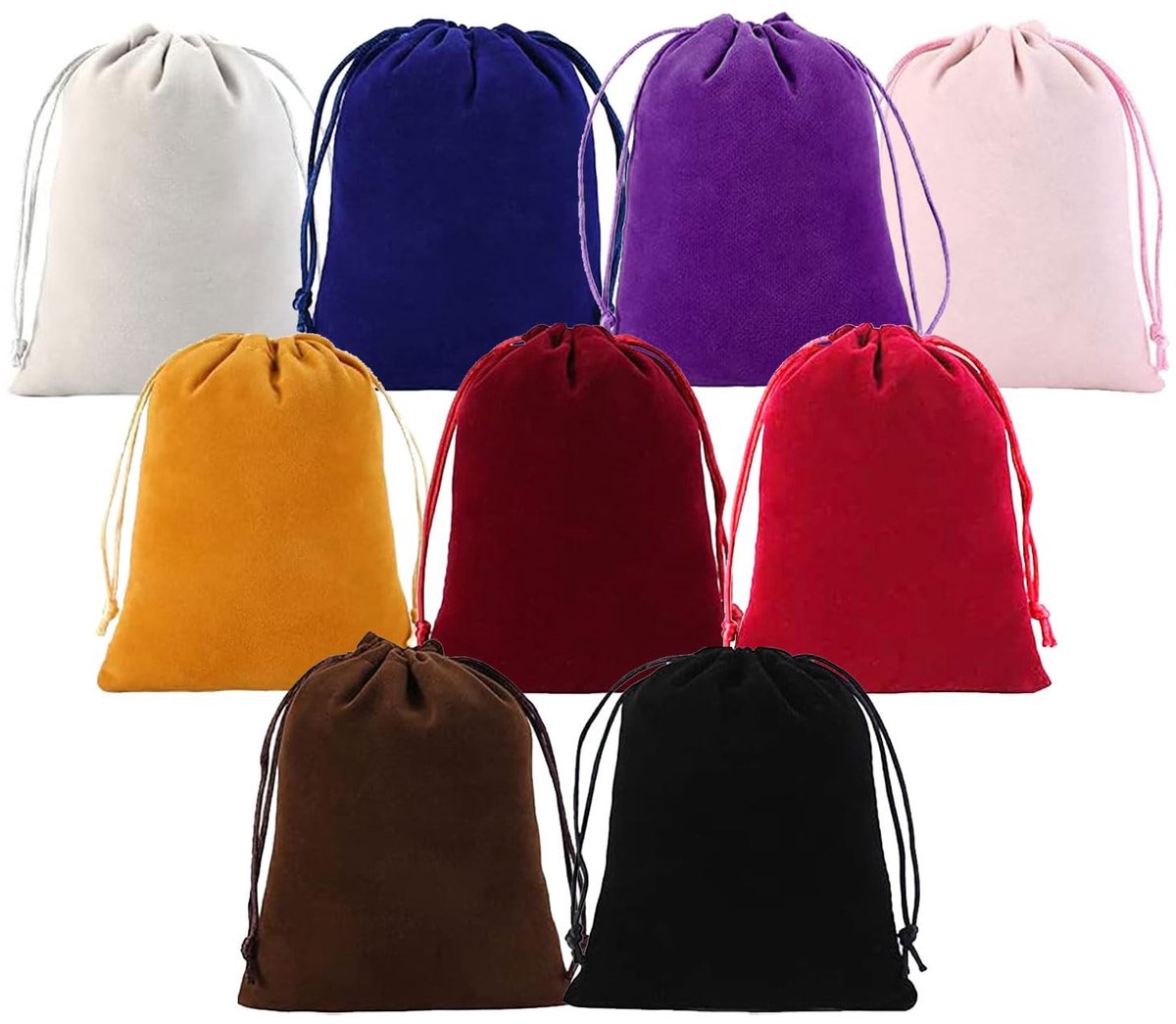 Dailygoods- Fluwelen Zakjes 9 Stuks - 20 x 25 cm - Trekkoord - Sieradenzakjes - Cadeauzakjes - Herbruikbaar - Zacht en Elegant - Sieradenzakje