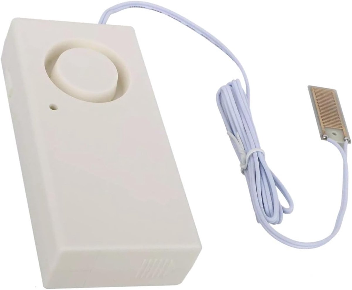 Waterniveau Alarm - Lekkage Sensor - Waterschade Voorkomen - Krachtig 100m Bereik - 1.8m Snoer - Wit