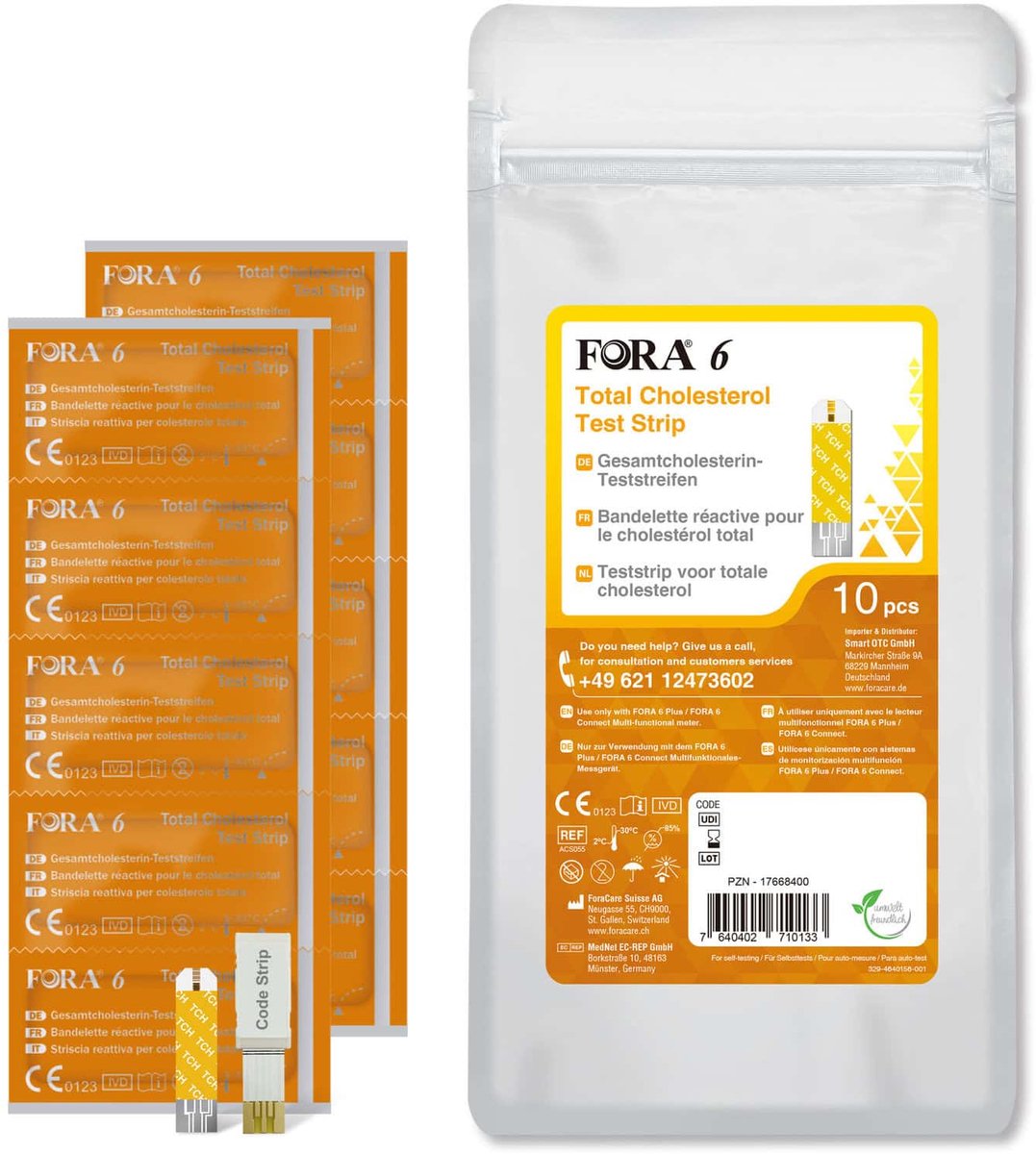 FORA 6 totaal Cholesterol Strips - voor Cholesterol Meter - Cholesteroltesten