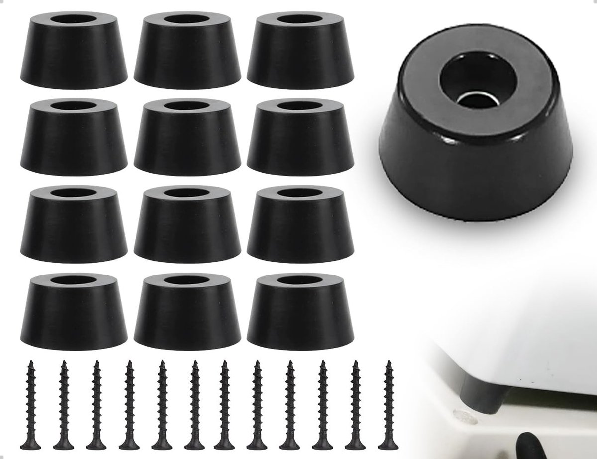Dailygoods - Set van 12 Schroefbare Rubberen Voetjes voor Meubels