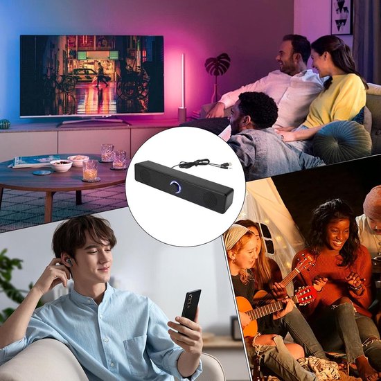 Draadloze Soundbar - Luidspreker Systeem - Verbeter Geluid - Krachtige Bas - 29.6 cm - Zwart — afbeelding 2