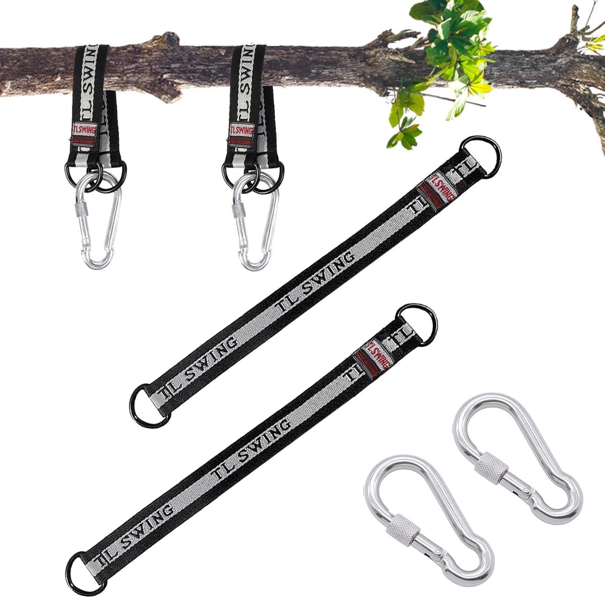 Hangmat Ophanging - Schommel Bevestiging - Buiten Ontspannen - Verstelbare Banden - 2x 24 cm - Zwart
