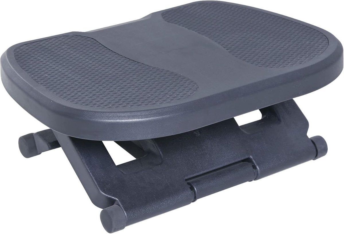 Ergonomische voetensteun - Bureau voetenbank - Comfortabel werken - In hoogte en helling verstelbaar - 45 x 34 cm - Grijs