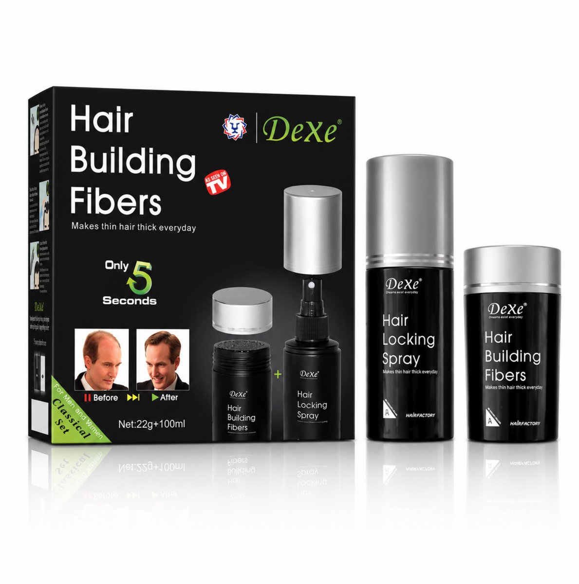 Haarverdikkings Starterset - 22g Hair Building Fibers - 100ml Hair Building Spray - Bruin - Verbergt Haaruitval en Dunner Wordend Haar - Direct Voller Haar
