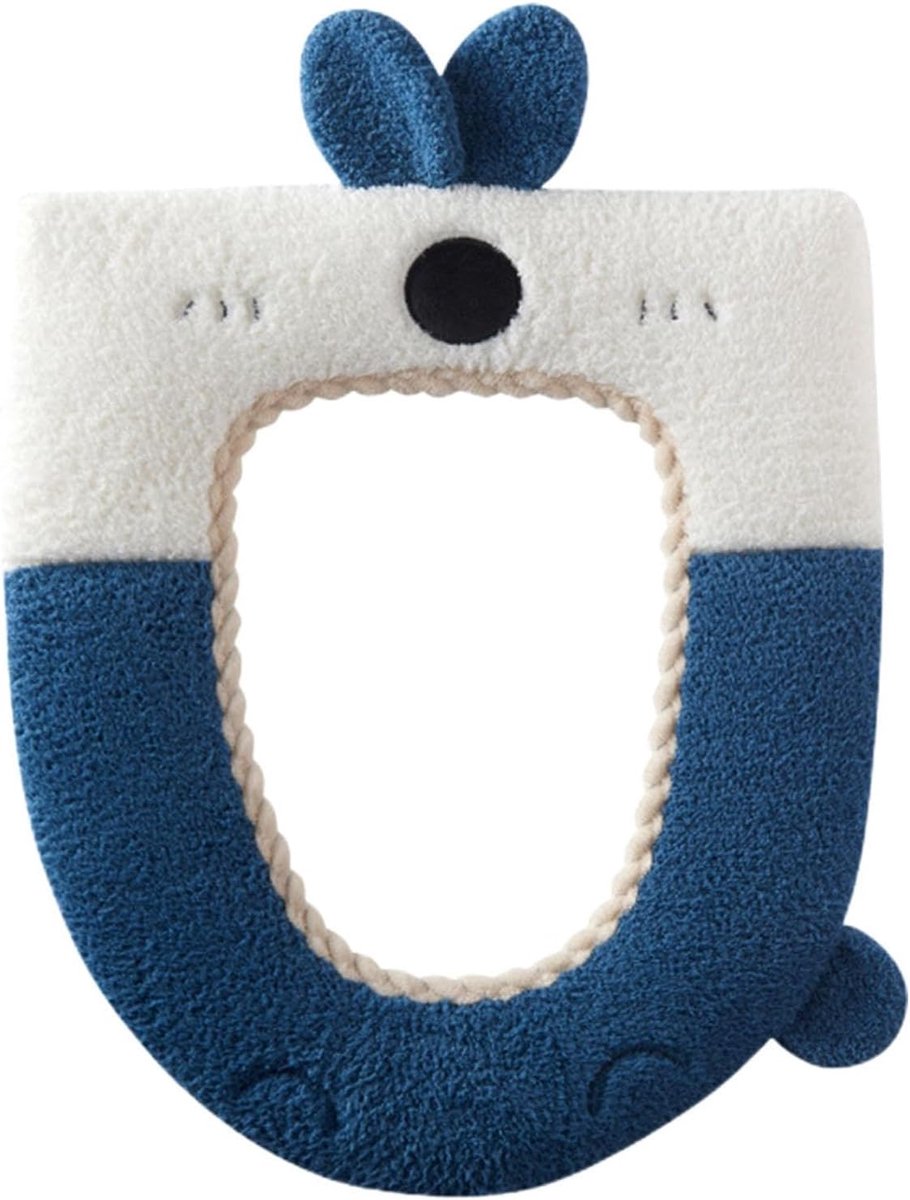 Toiletkussen - Toiletbrilmat warme hoes - Warm en comfortabel - Cartoon konijn ontwerp - 43 x 37 cm - Grijs