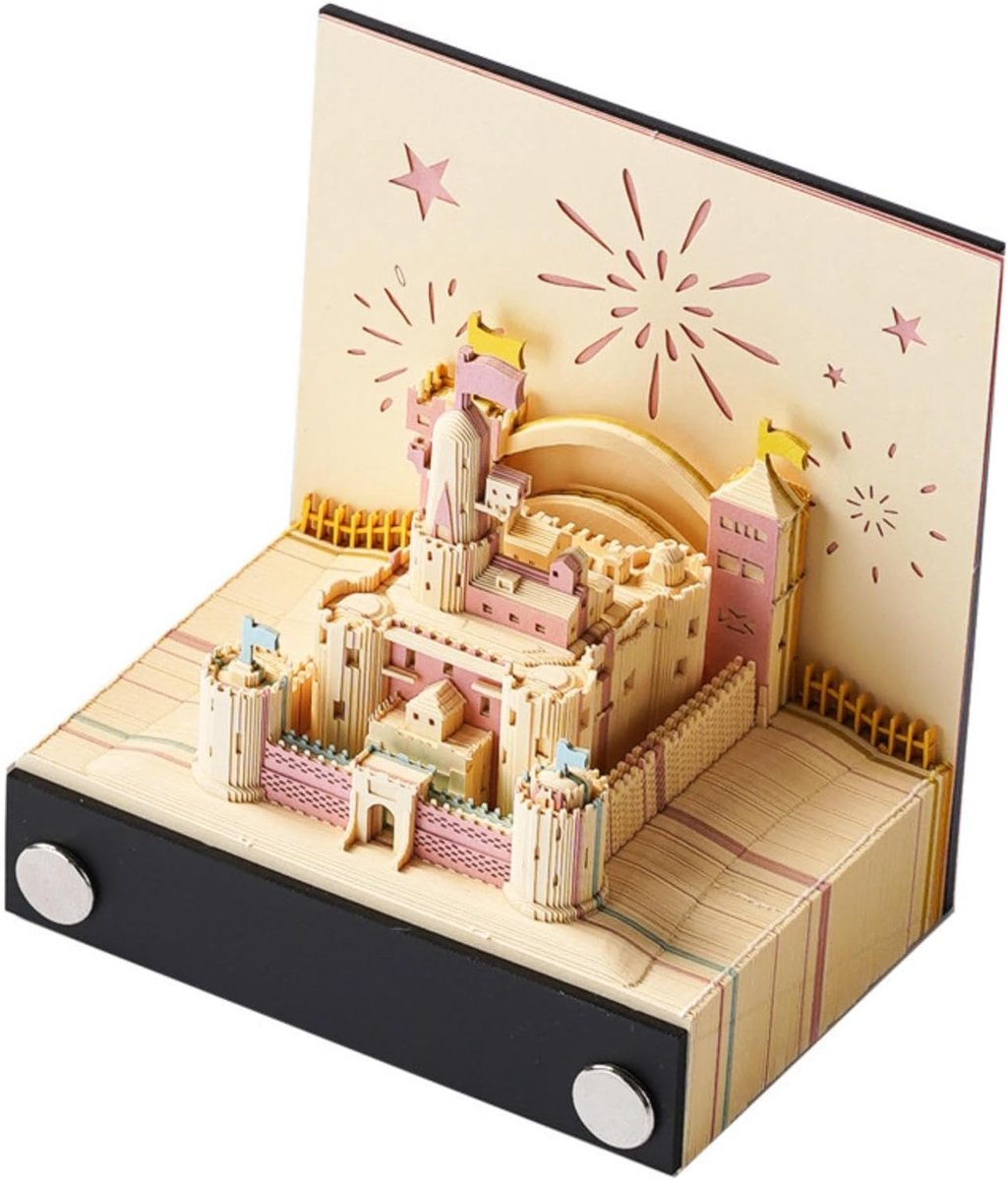 3D Bureau Kalender - Papieren Sculptuur Kalender - Bureau Decoratie - Gedetailleerd Papiersnijwerk - 8 x 8 x 5.5 cm