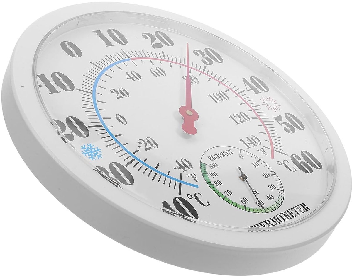 Digitale Muurthermometer - Hygrometer Binnen - Klimaat Bewaken - Snelle Reactie - 24.7 cm - Wit