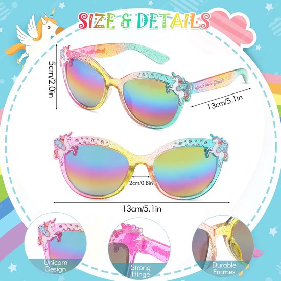 Dailygoods- Zonnebril voor Meisjes - Eenhoorn Design - UV-Bescherming - Zachte Bril - Lichtgewicht - Met Etui - Kinderen Zonnebril van Dailygoods — afbeelding 5