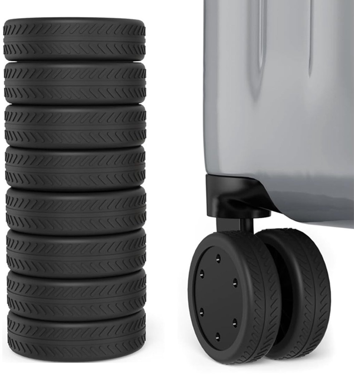 Dailygoods- Kofferwieltjes Set van 8 - Vervangingsset - Antislip - Waterdicht - Schokabsorberend - Hoogwaardige siliconen - Bagagewielhoezen