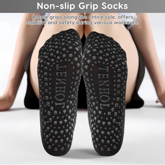 Dailygoods- Yogasokken Antislip Dames - 4 Paar - Pilates - Dansen - Comfortabel - Ademend van Dailygoods — afbeelding 4