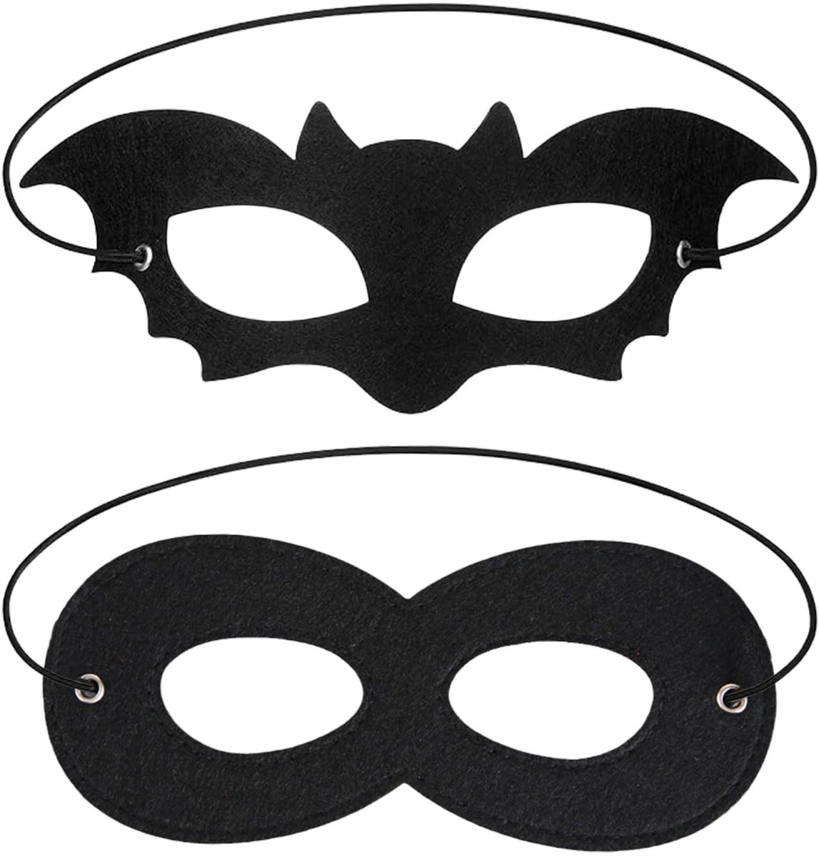 Dailygoods- Vleermuismasker 2-delig - Oogmasker - Halloween - Maskerade - Vilt - Zwart - Feestmasker