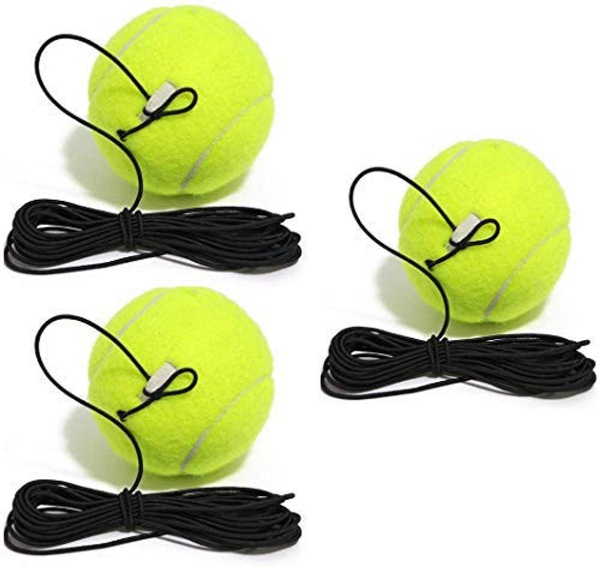 Dailygoods- Tennisballen - 3 Stuks Trainingsballen - Rebound Ball met Snoer - Geschikt voor Binnen/Buiten - Hoogwaardig Rubber/Vilt - Verbeter Reactiesnelheid - Reboundball