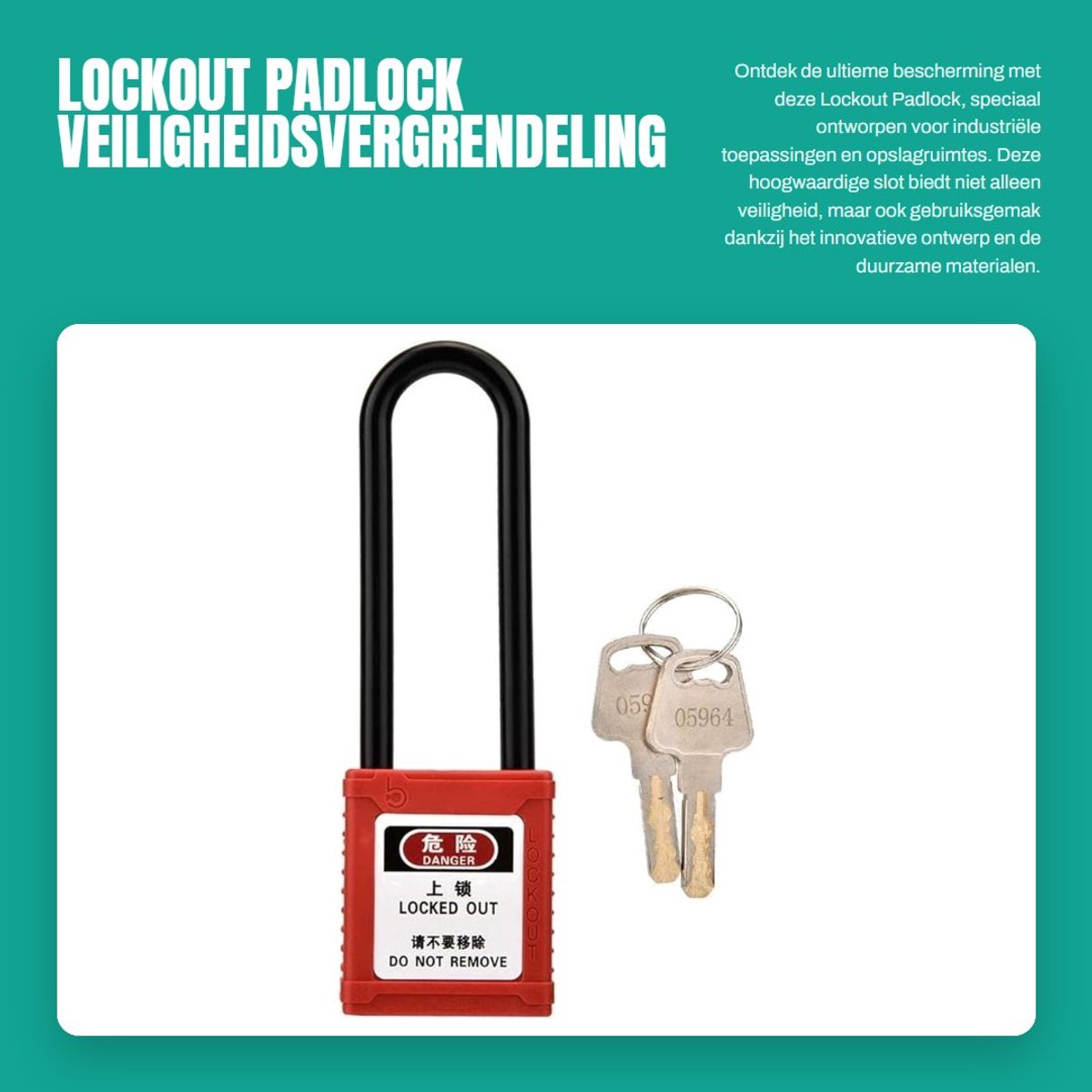 Dailygoods- Lockout Hangslot Hoogwaardige Isolatie - Veiligheidsslot - Antislip - Corrosiebestendig - Lock-Manager Informatie - Duurzaam Nylon