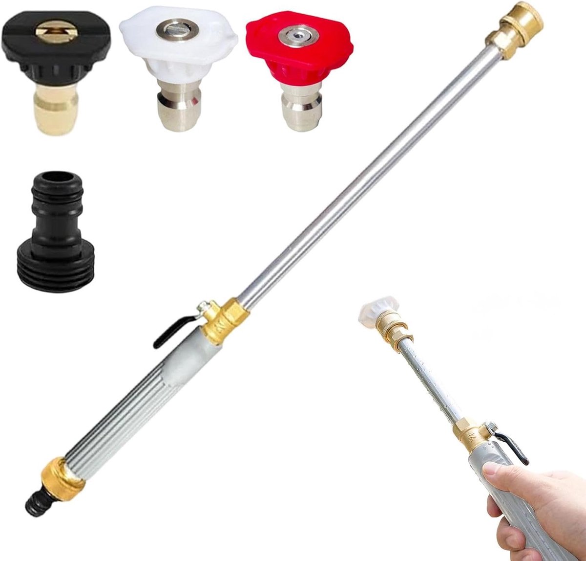 Hogedrukreiniger Wand - Spuitlans Tuinslang - Buiten Reinigen - Verstelbare Drukinstelling - 46.5 cm - Grijs